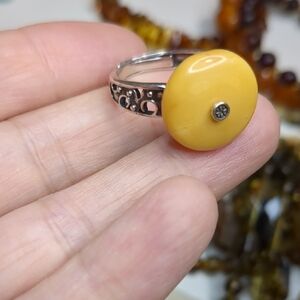 Real Amber Sterling Silver Ring